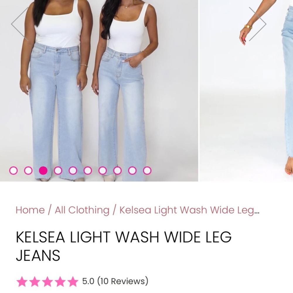 Pink lily Kelsea light wash jeans 30 wide leg